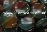 CAG802 15.5 inches 20mm flat round rainbow agate gemstone beads