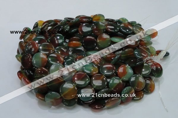 CAG802 15.5 inches 20mm flat round rainbow agate gemstone beads