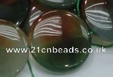 CAG803 15.5 inches 30mm flat round rainbow agate gemstone beads