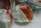 CAG806 15.5 inches 30mm flat round rainbow agate gemstone beads