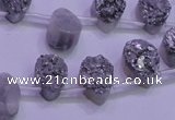 CAG8102 Top drilled 10*14mm teardrop silver plated druzy agate beads