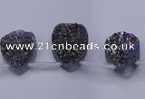 CAG8104 Top drilled 10*14mm teardrop rainbow plated druzy agate beads