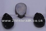 CAG8107 Top drilled 10*14mm teardrop black plated druzy agate beads