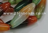 CAG811 15.5 inches 12*40mm rice rainbow agate gemstone beads