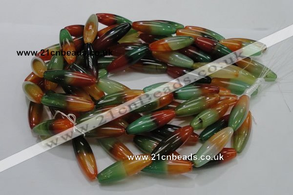 CAG811 15.5 inches 12*40mm rice rainbow agate gemstone beads