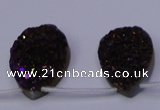 CAG8115 Top drilled 12*16mm teardrop purple plated druzy agate beads