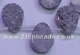 CAG8122 Top drilled 15*20mm teardrop silver plated druzy agate beads