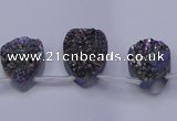 CAG8124 Top drilled 15*20mm teardrop rainbow plated druzy agate beads