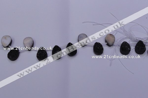 CAG8127 Top drilled 15*20mm teardrop black plated druzy agate beads