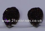 CAG8135 Top drilled 18*25mm teardrop purple plated druzy agate beads