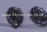 CAG8142 Top drilled 30*40mm teardrop silver plated druzy agate beads
