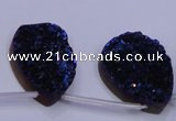 CAG8146 Top drilled 30*40mm teardrop blue plated druzy agate beads