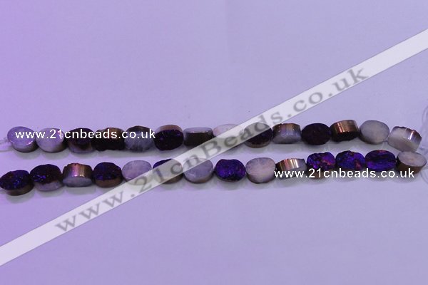 CAG8155 7.5 inches 10*14mm oval purple plated druzy agate beads