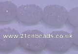 CAG8160 7.5 inches 12*16mm oval white plated druzy agate beads