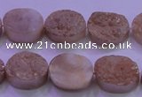 CAG8161 7.5 inches 12*16mm oval champagne plated druzy agate beads