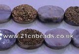 CAG8163 7.5 inches 12*16mm oval glod plated druzy agate beads