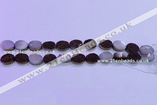 CAG8175 7.5 inches 13*18mm oval purple plated druzy agate beads