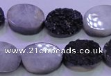 CAG8187 7.5 inches 15*20mm oval black plated druzy agate beads