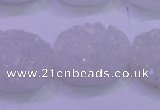 CAG8190 7.5 inches 18*25mm oval white plated druzy agate beads