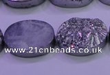 CAG8192 7.5 inches 18*25mm oval silver plated druzy agate beads