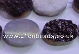 CAG8195 7.5 inches 18*25mm oval purple plated druzy agate beads