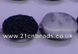 CAG8196 7.5 inches 18*25mm oval blue plated druzy agate beads