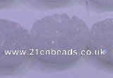 CAG8200 7.5 inches 20*30mm oval white plated druzy agate beads