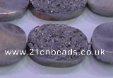 CAG8202 7.5 inches 20*30mm oval silver plated druzy agate beads