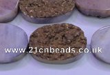 CAG8203 7.5 inches 20*30mm oval glod plated druzy agate beads