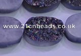 CAG8204 7.5 inches 20*30mm oval rainbow plated druzy agate beads