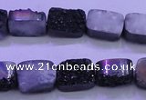 CAG8217 Top drilled 10*14mm rectangle black plated druzy agate beads