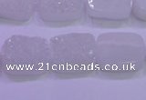 CAG8220 Top drilled 12*16mm rectangle white plated druzy agate beads