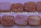 CAG8221 Top drilled 12*16mm rectangle champagne plated druzy agate beads