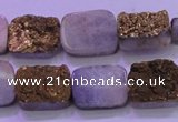 CAG8223 Top drilled 12*16mm rectangle glod plated druzy agate beads