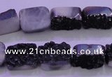 CAG8227 Top drilled 12*16mm rectangle black plated druzy agate beads