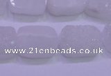 CAG8230 Top drilled 13*18mm rectangle white plated druzy agate beads