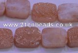 CAG8231 Top drilled 13*18mm rectangle champagne plated druzy agate beads