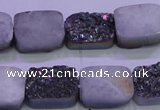 CAG8234 Top drilled 13*18mm rectangle rainbow plated druzy agate beads