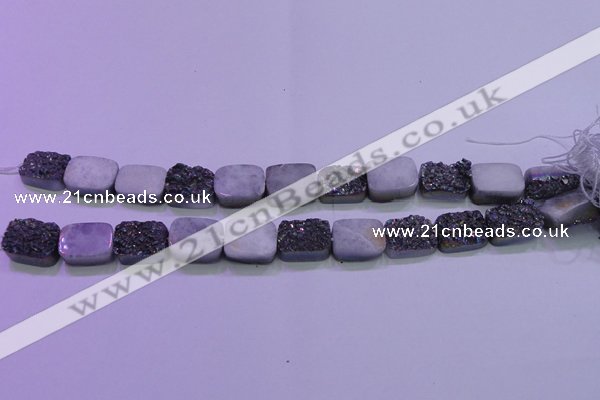 CAG8234 Top drilled 13*18mm rectangle rainbow plated druzy agate beads