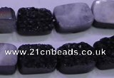 CAG8237 Top drilled 13*18mm rectangle black plated druzy agate beads
