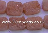 CAG8241 Top drilled 15*20mm rectangle champagne plated druzy agate beads