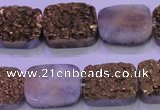 CAG8243 7.5 inches 15*20mm rectangle glod plated druzy agate beads