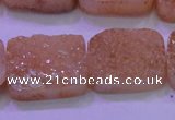 CAG8251 Top drilled 18*25mm rectangle champagne plated druzy agate beads