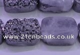 CAG8252 Top drilled 18*25mm rectangle silver plated druzy agate beads