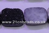 CAG8257 Top drilled 18*25mm rectangle black plated druzy agate beads