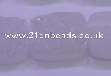 CAG8260 Top drilled 20*30mm rectangle white plated druzy agate beads