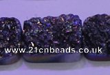 CAG8264 Top drilled 20*30mm rectangle rainbow plated druzy agate beads