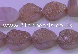 CAG8271 7.5 inches 10*14mm teardrop champagne plated druzy agate beads
