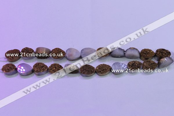 CAG8273 7.5 inches 10*14mm teardrop gold plated druzy agate beads