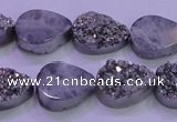 CAG8282 7.5 inches 12*16mm teardrop silver plated druzy agate beads